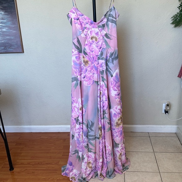 House of CB Seren Pink‎ Floral Floral Lace Back Maxi Dress NWOT Size L D-DD - Picture 11 of 16
